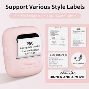 Compact Pink Label Printer for Home Parties